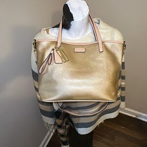 Coach Park Metro tote beautiful gold w/ beige (with a slight hue of pink) F25663